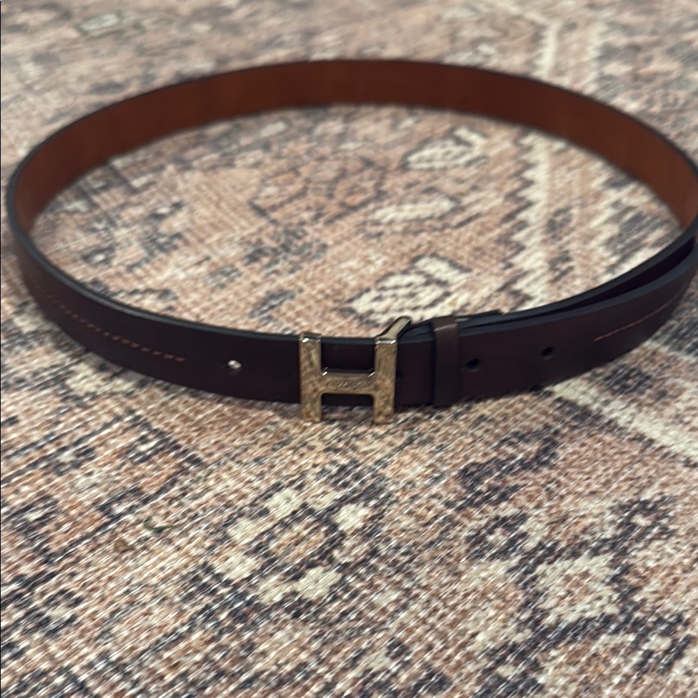 Tommy Hilfiger Gold Buckle Brown faux Leather Belt small